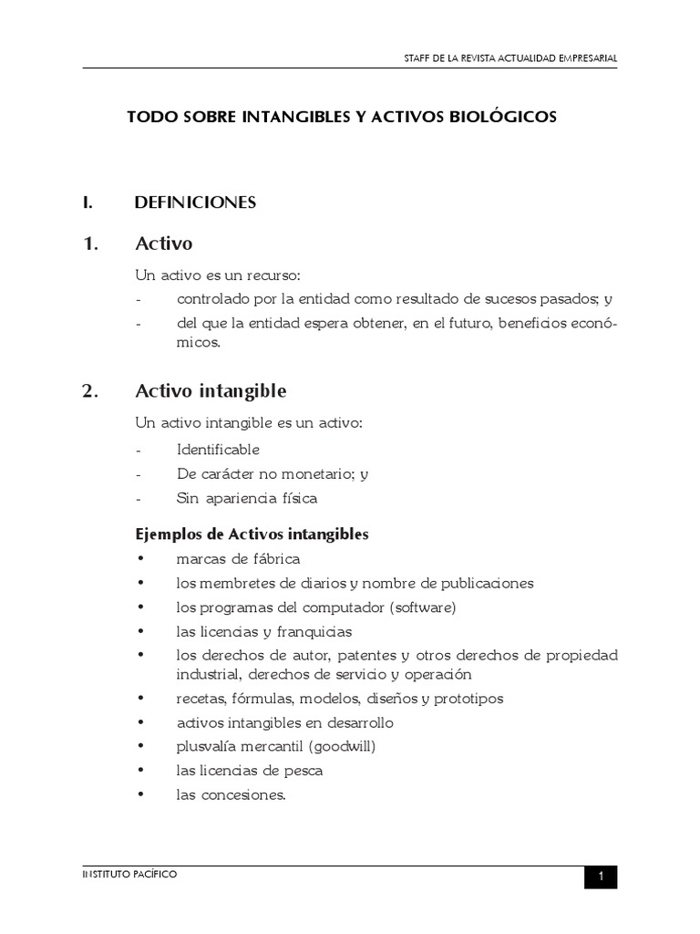 Activos Intangibles en Contabilidad | PDF | Activo intangible ...