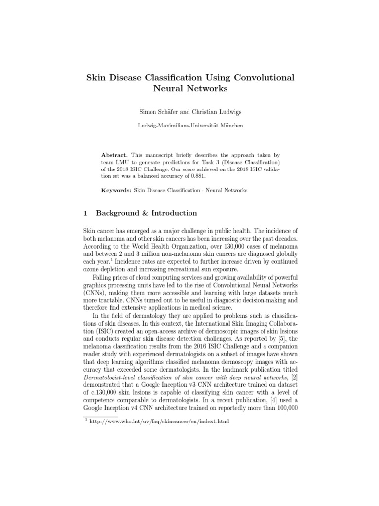 CNN-Based Skin Disease Classification | PDF | Cybernetics | Areas Of ...