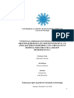 Vivencias Ansiosas - Angustiosas Asociadas Al Proceso Quirúrgico, en Adolescentes de 12 A 16 Años, Que Serán Sometidos A Una Cirugía en Un Hospital Pediátrico de La Región Metropolitana