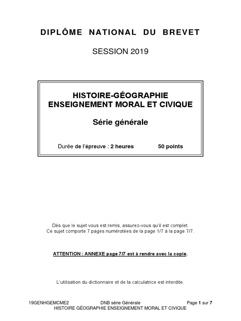 Sujet Brevet Histoire 2022 Serie Generale Brevet Général Rattrapage | PDF | Bénévolat | France