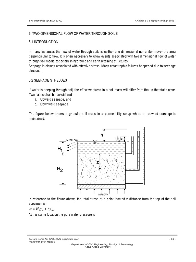 Two-Dimensional Flow of Water Through Soils: Soil Mechanics-I (CENG ...