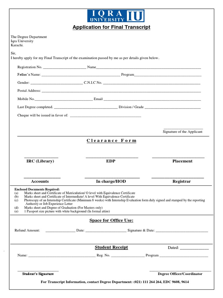 Transcript Forms For Complete Program PDF | PDF | Business