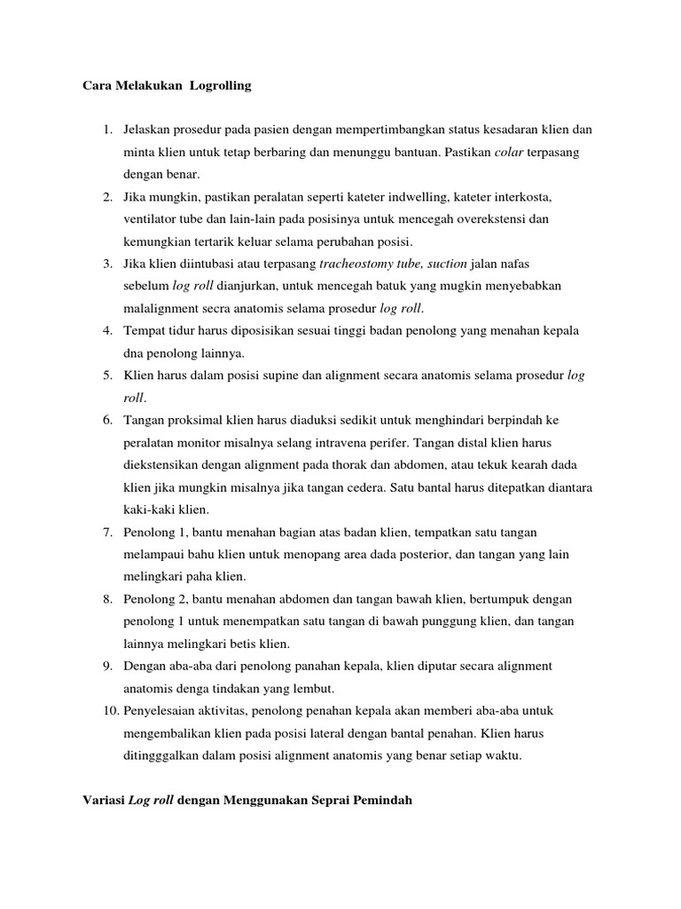 Prosedur Logrolling untuk Pasien Trauma | PDF | Sains & Matematika