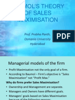 Baumol'S Theory of Sales Maximisation: Prof. Prabha Panth, Osmania University Hyderabad
