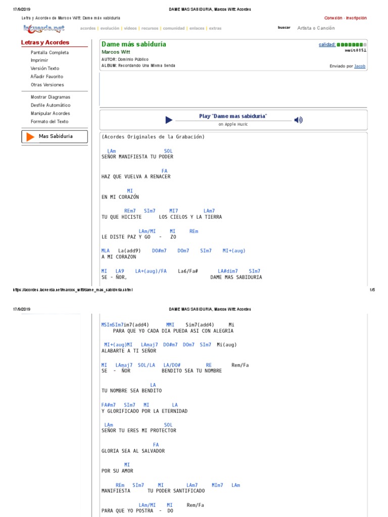Dame Mas Sabiduria Marcos Witt Acordes Acorde Musica Cristo Titulo dame mas sabiduria marcos witt