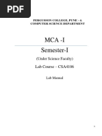 Mca - I Semester-I: Lab Course - CSA4106