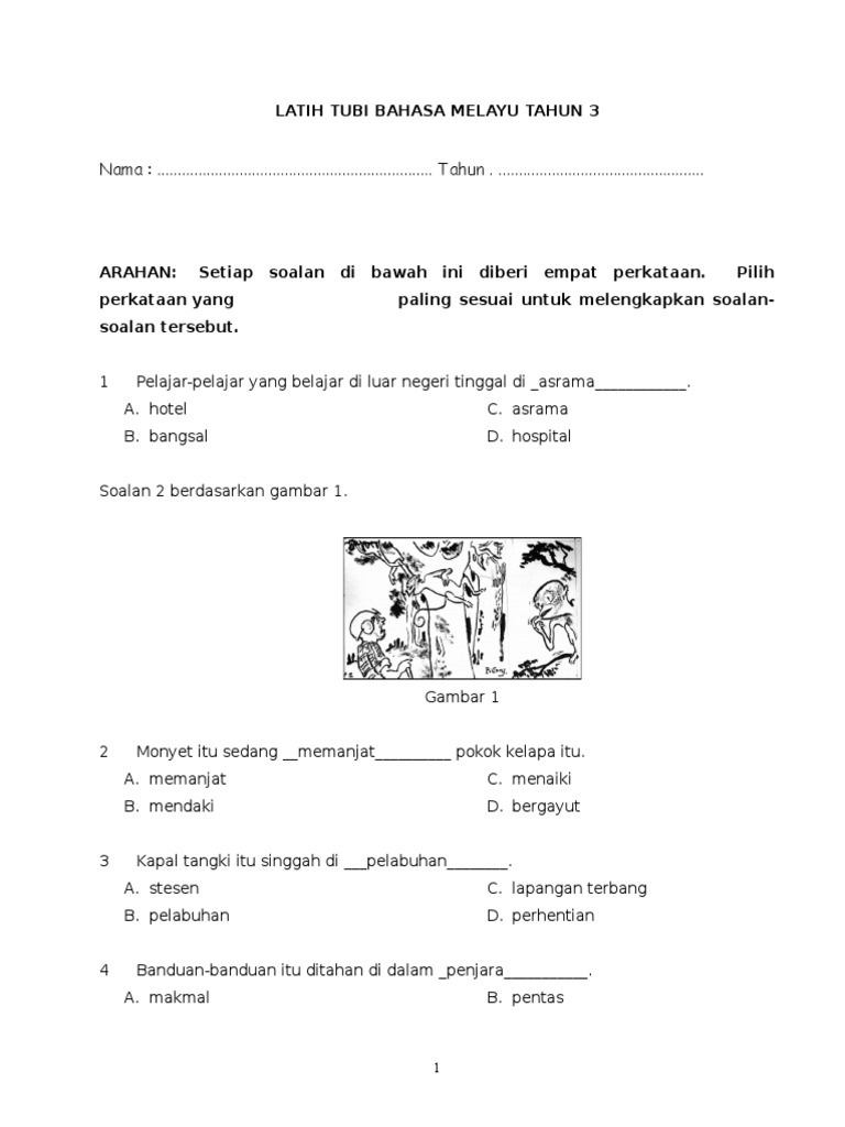 Latih Tubi Soalan Latihan Bahasa Melayu Tahun 3 2 Pdf
