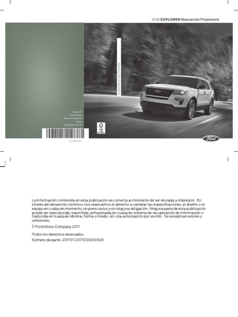 2018 Ford Explorer Owner Manual Version 1 Om ES MX 08 2017 PDF