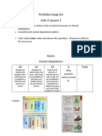 Animal Adaptations Portflio Swap and Rubric