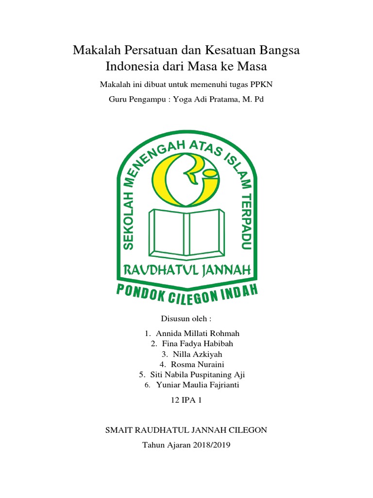 Makalah Persatuan Dan Kesatuan Bangsa Indonesia Dari Masa Ke Masa
