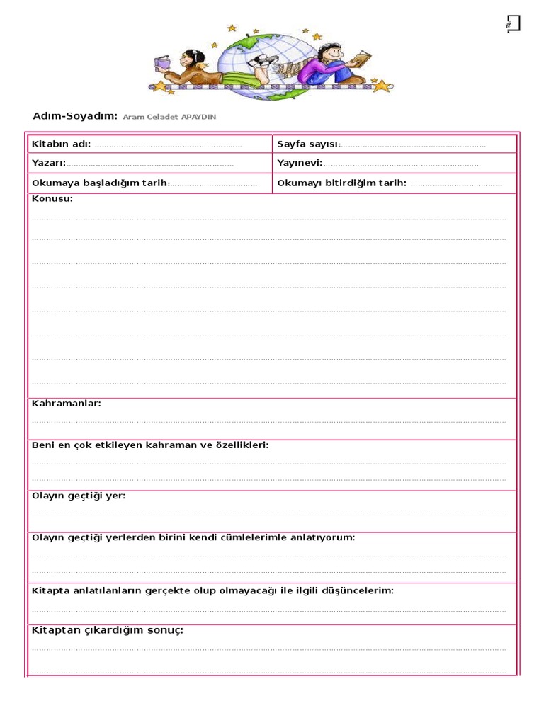 Kitap Okuma Ozet Formu Pdf