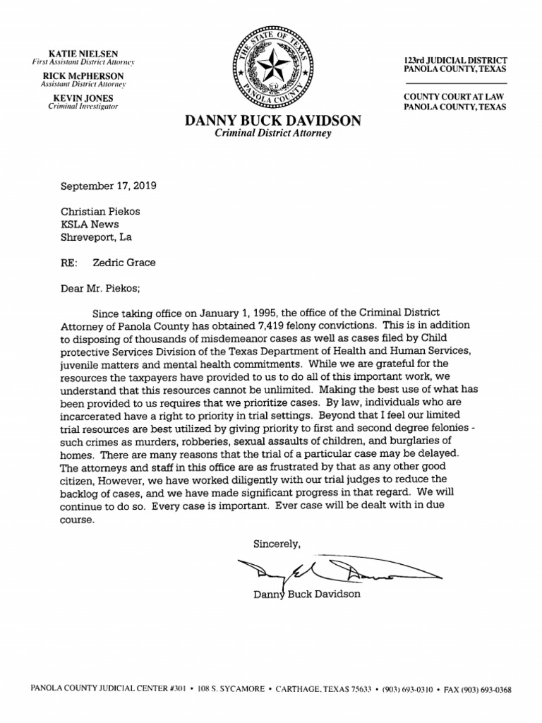 Statement From Panola County District Attorney PDF