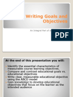 Writing Goals and Objectives: An Integral Part of An Online Course