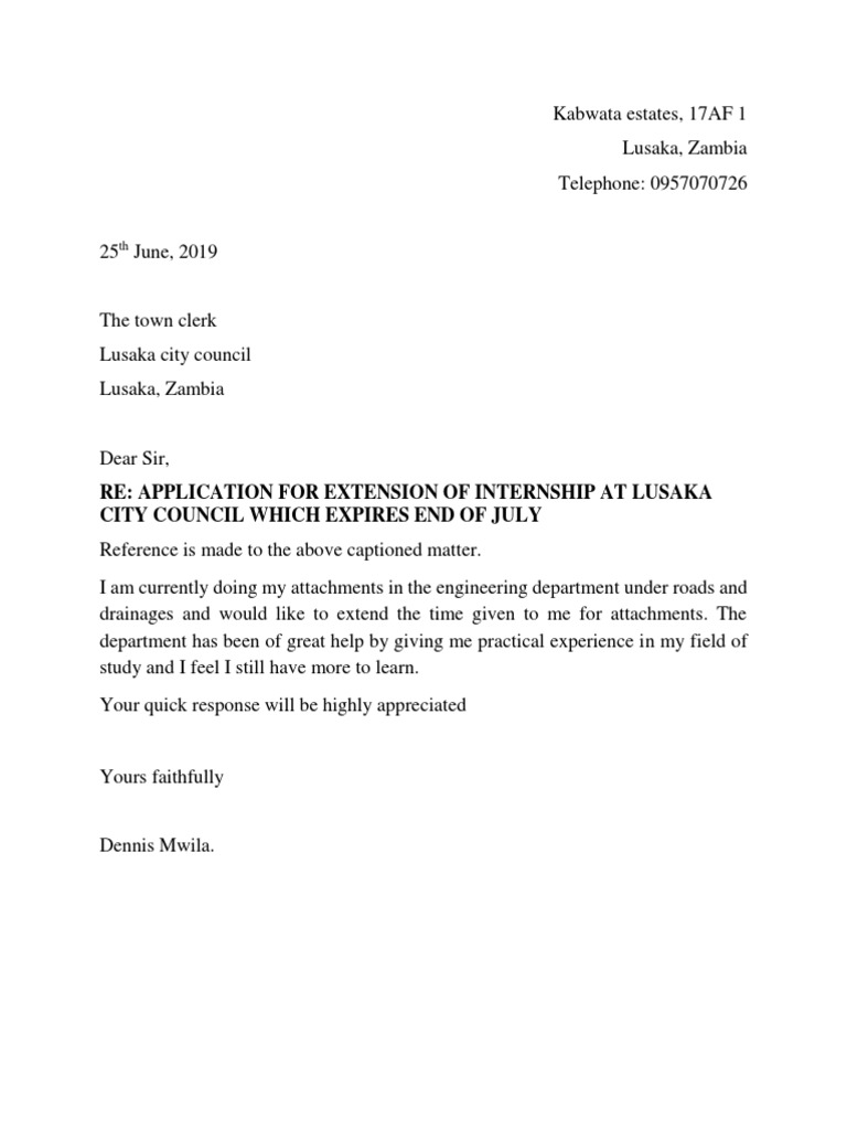 Internship Extension Letter Docx