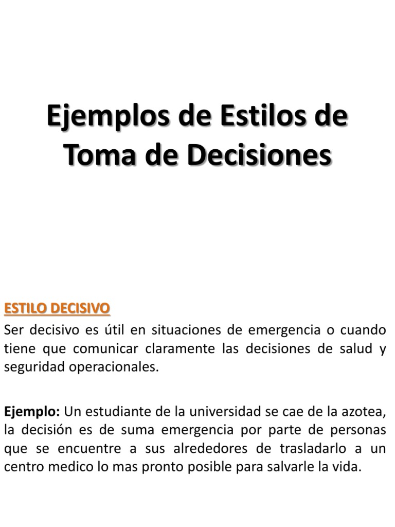 Ejemplos de Estilos de Toma de Decisiones | PDF