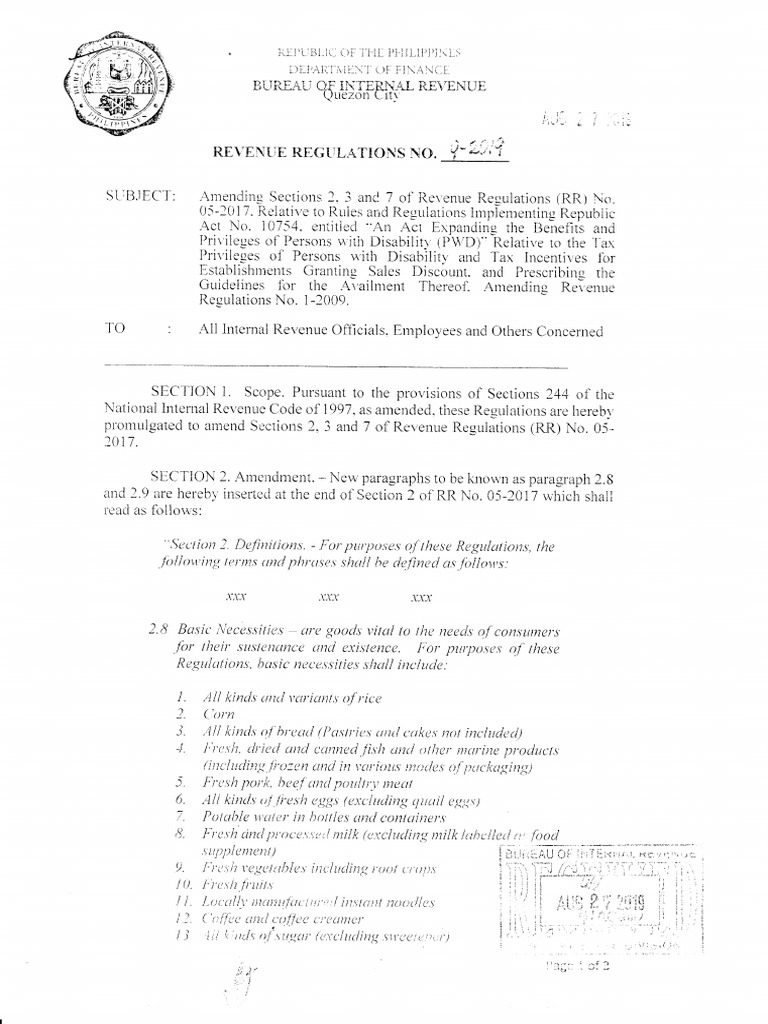 Amendments to Revenue Regulations RR9 | PDF