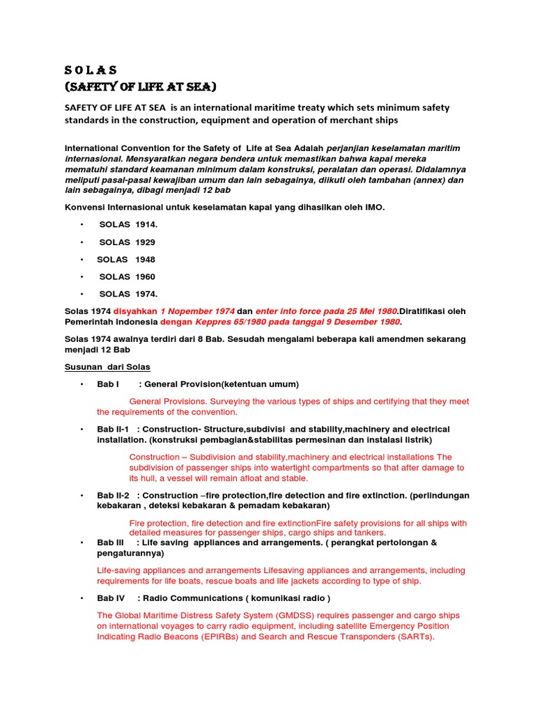 Overview of SOLAS and Safety Codes | PDF | Water Transport | Nature