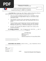 Affidavit of Destruction Passport