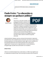 Paulo Freire - La Educación Es Siempre Un Quehacer Politico - Edición Impresa - EL PAÍS