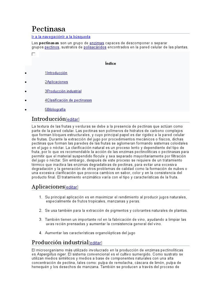 Aplicaciones y producción de pectinasas | PDF | Química | Productos ...