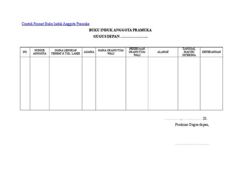 Buku Daftar Anggota Pramuka - Soal Kita
