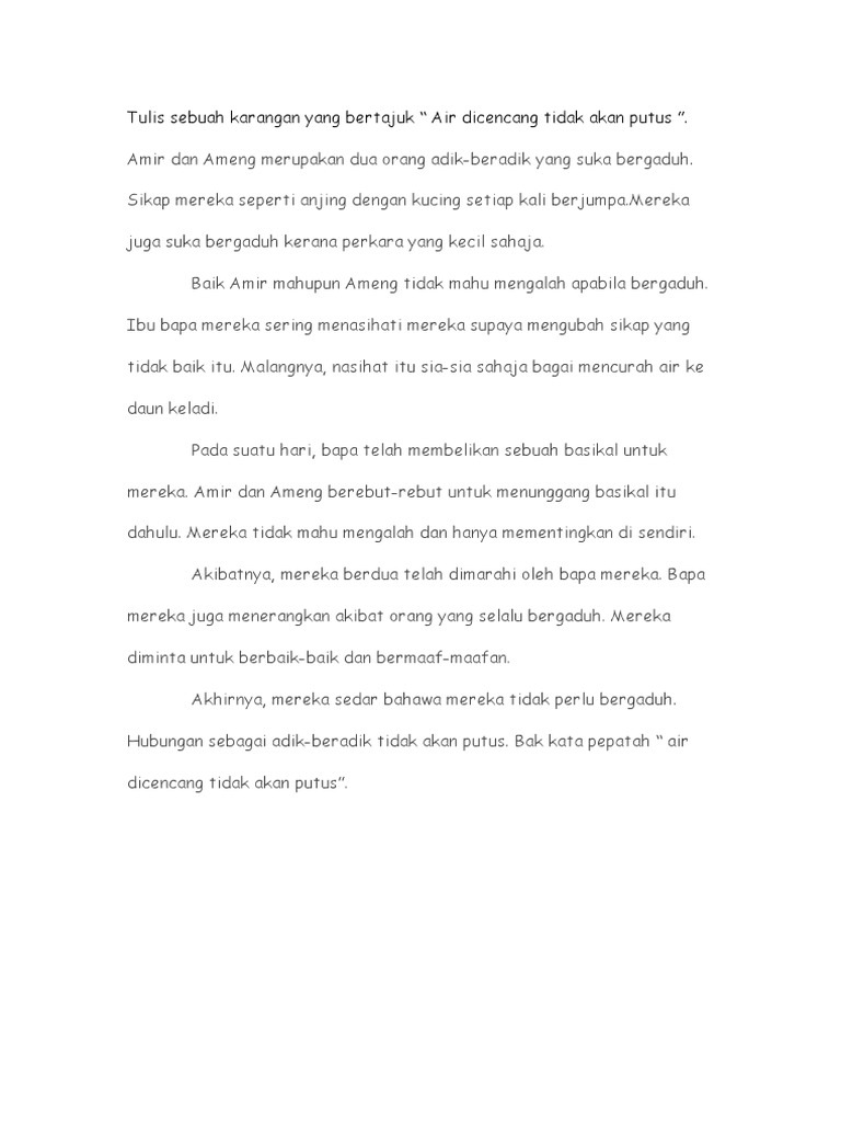 Air Dicencang Tidak Akan Putus