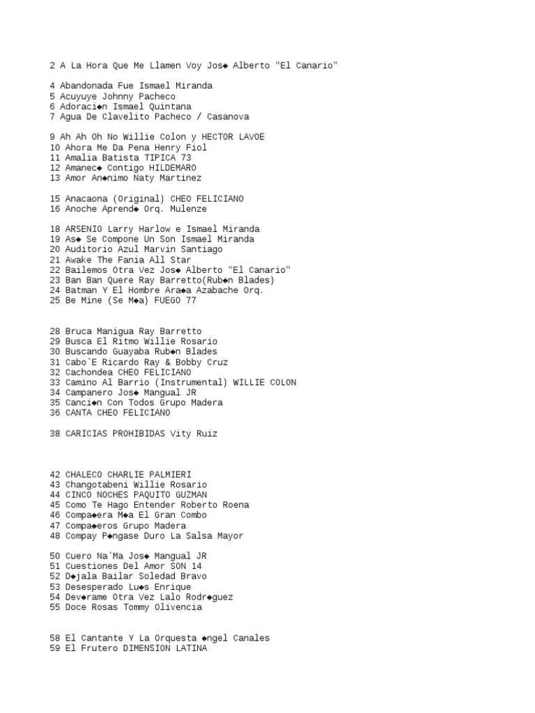 LISTA DE SALSA Musica Latinoamericana Músicos americanos