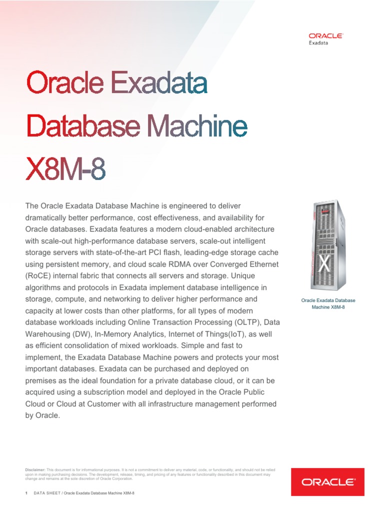 Exadata x8m 8 Ds PDF PDF Oracle Database Databases