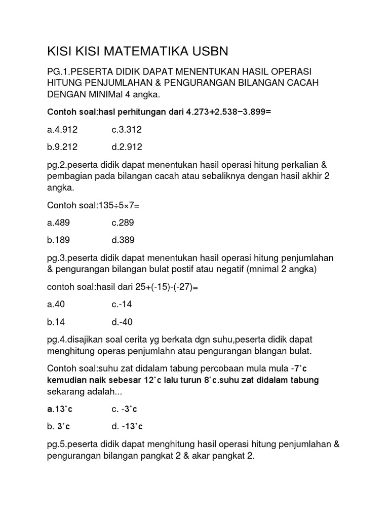 18 Contoh Soal Bilangan Cacah Penjumlahan Kumpulan Contoh Soal