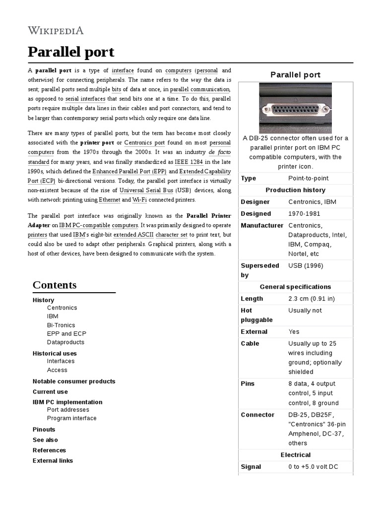 Parallel Port PDF Areas Of Computer Science