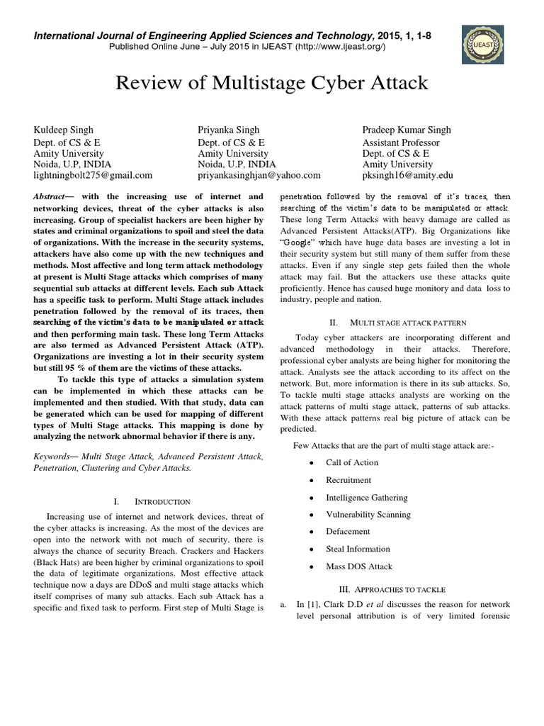 Review of Multistage Cyber Attacks | PDF | Denial Of Service Attack ...