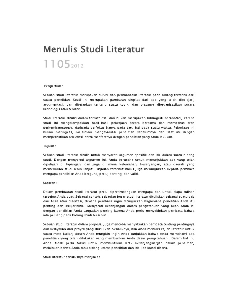 Konsep Menulis Studi Literatur | Pdf