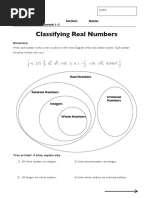 Classifying Real Numbers: Algebra 2 Section: Name: Unit 1, Lesson 2: Classwork 1-2