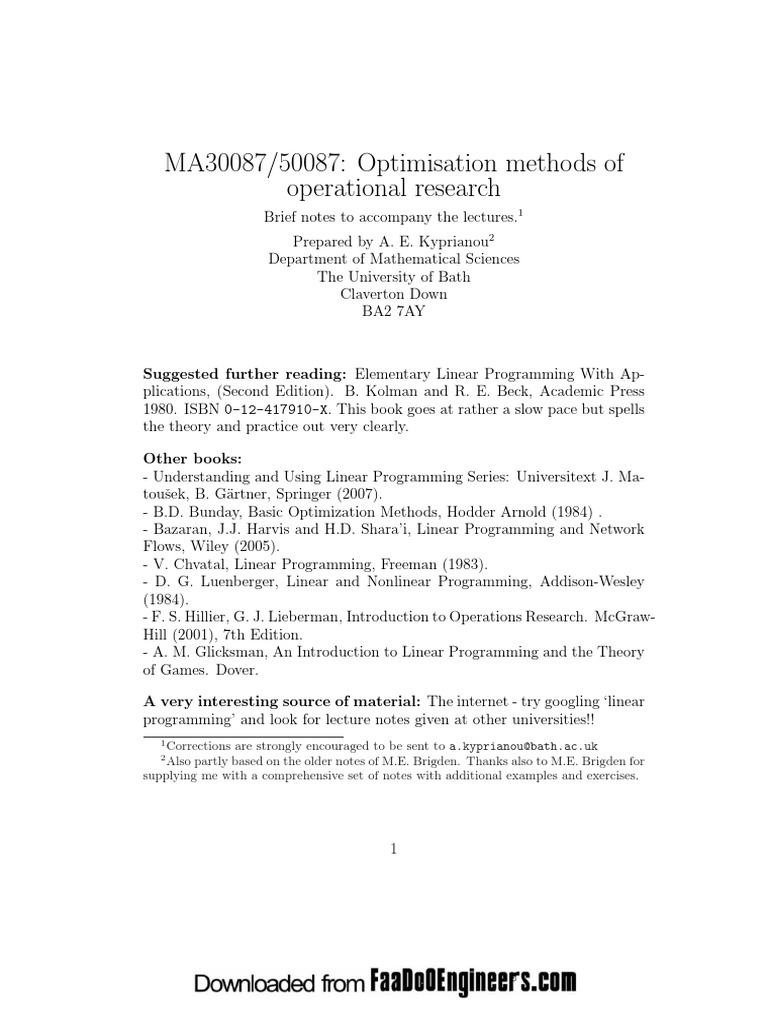 Linear Programming for Students | PDF | Mathematical Optimization ...