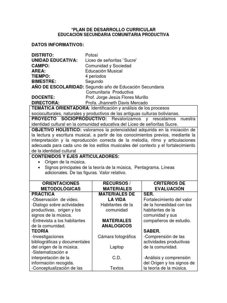 Plan de Desarrollo Curricular | PDF | Aprendizaje | Cognición