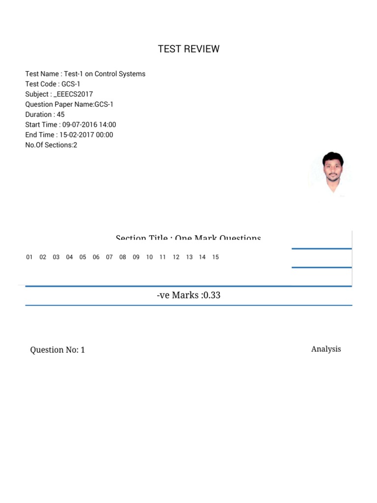 Control Systems Test Analysis GCS-1 | PDF | Computers