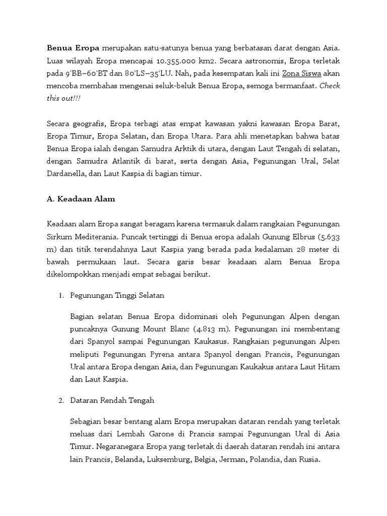 Benua Eropa Merupakan Satu Pdf
