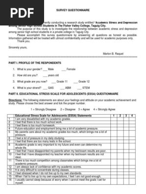 Survey Questionnaire Depression_senior High