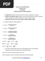 10 Maths Key Notes CH 08 Introduction To Trigonometry