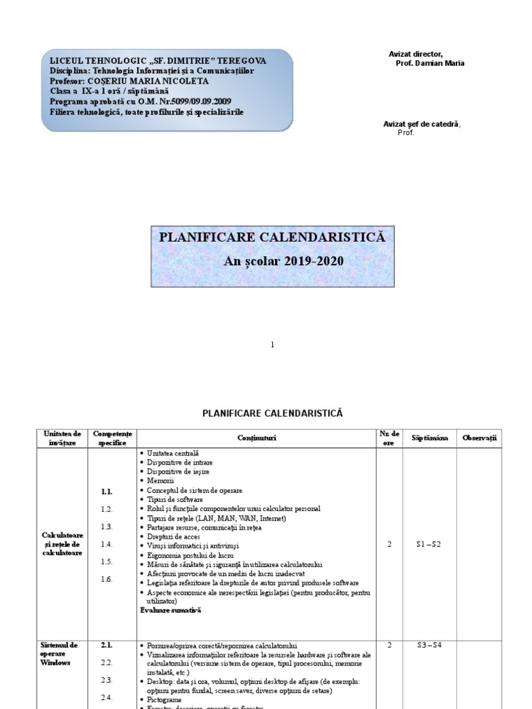 Planificare Tic Ix | PDF