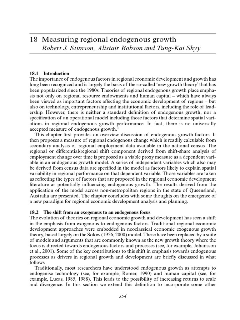 Endogenous Growth in Regional Development | PDF | Economic Growth ...