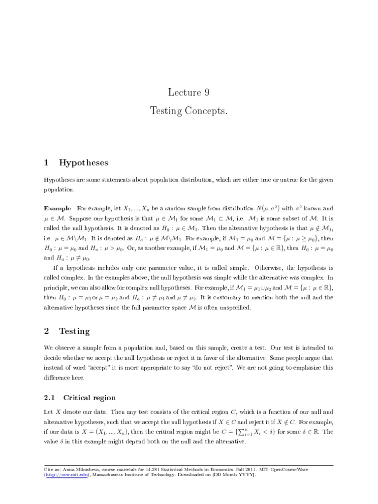 Hypothesis Testing and P-Values Explained | PDF | P Value | Statistical ...