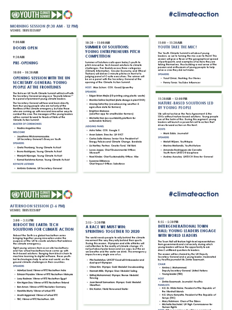 Youth Summit Agenda Pdf Sustainability