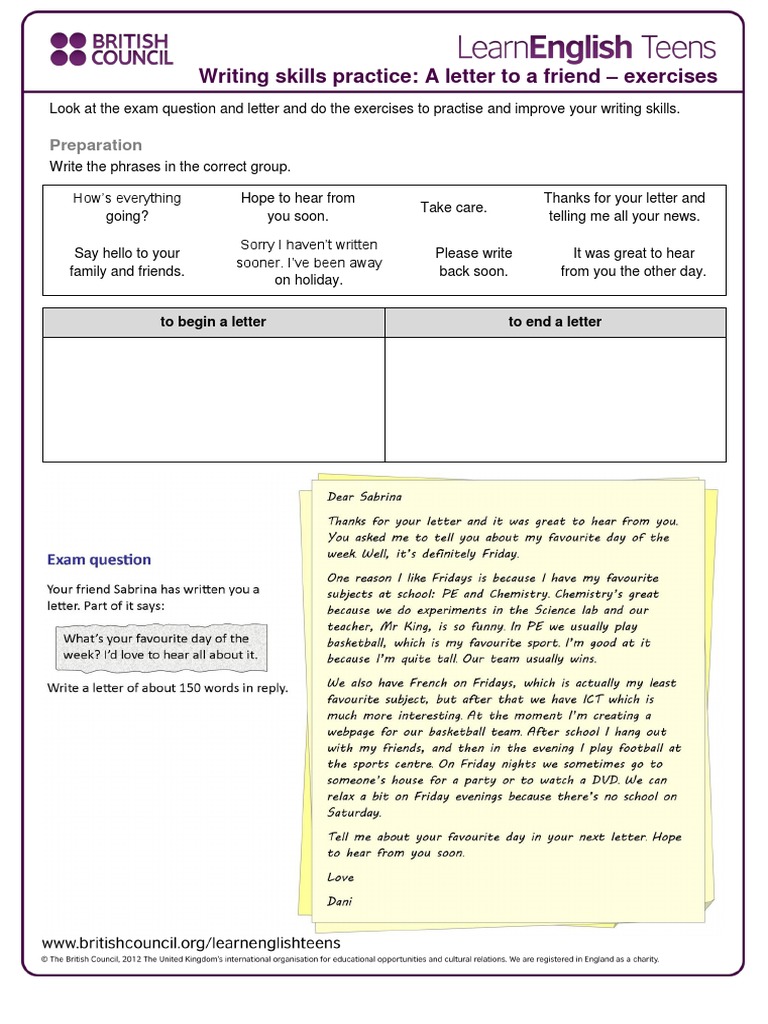 Letter Writing Exercises for Exam Prep | PDF | Question