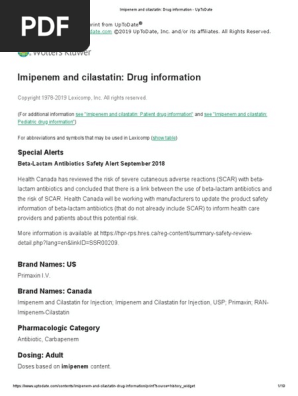 Cilastati Imipenem Drug Info Medical Specialties Clinical Medicine