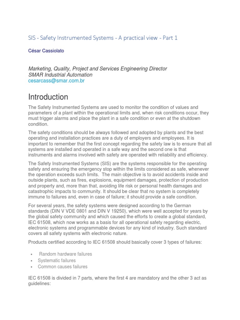 Safety Instrumented Systems Overview | PDF | Reliability Engineering ...