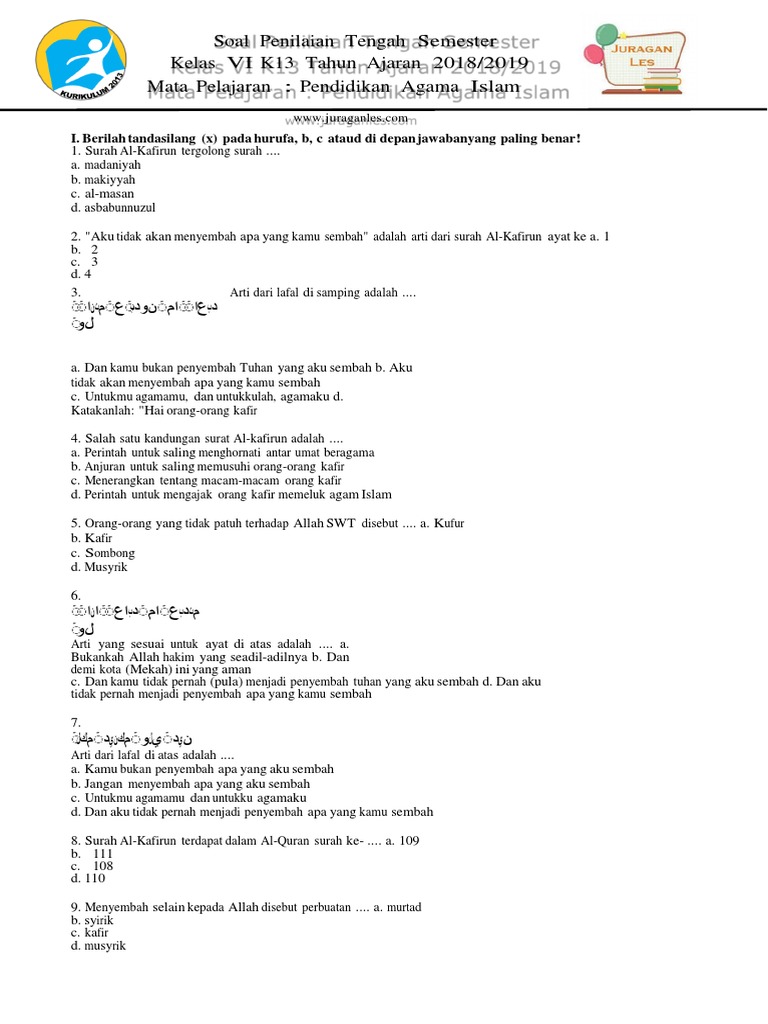 14++ Kunci jawaban pai kelas 6 tentang surat al kafirun ideas