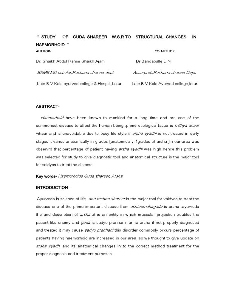 Anatomical Study of Hemorrhoids in Pregnancy | PDF | Hemorrhoid | Ayurveda