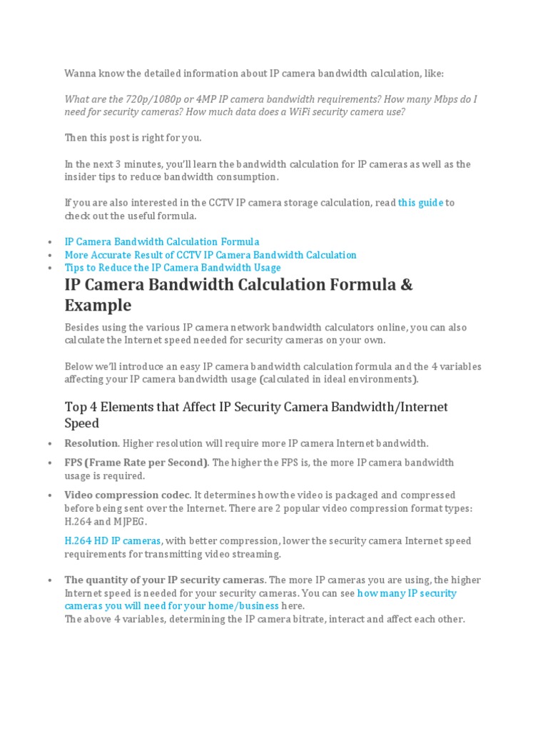 Understanding IP Camera Bandwidth Requirements A Comprehensive Guide to Calculating Bandwidth