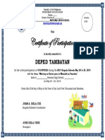 Certificate of Participation: Deped Tambayan